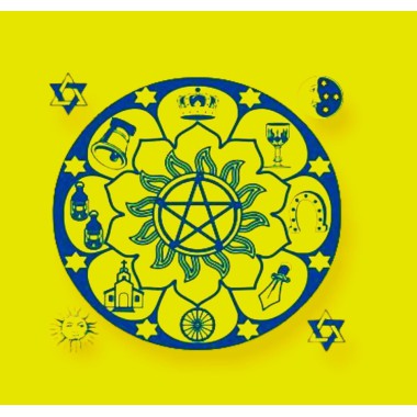 Toalha amarela para tarô, oráculos - Mandala Cigana 70 cm