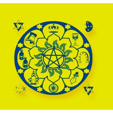 Toalha amarela para tarô, oráculos - Mandala Cigana 70 cm