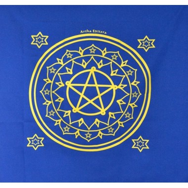 Toalha para tarô, oráculos - Mandala Esotérica Azul 70 cm