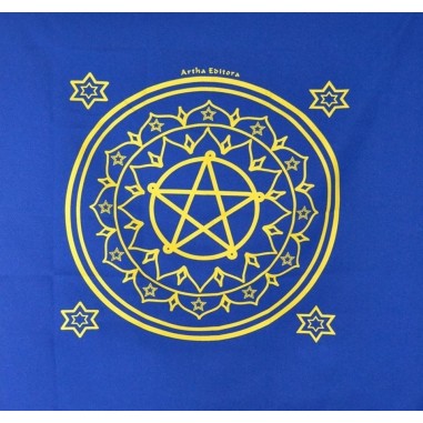 Toalha para tarô, oráculos - Mandala Esotérica Azul 70 cm