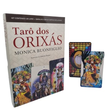 Tarô dos Orixás deck com 22 cartas e livro